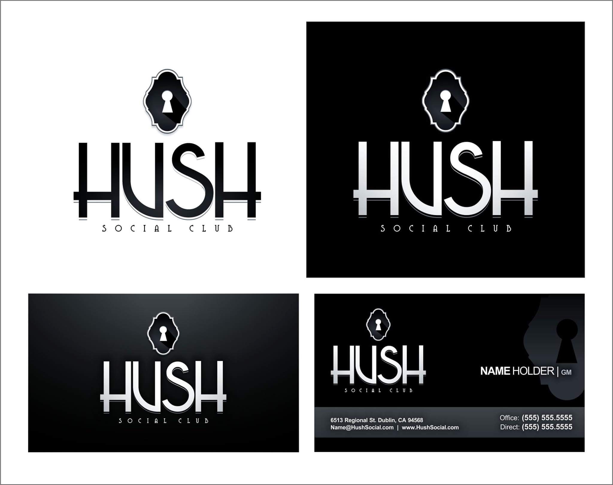 Hush Social Club Logo & Business Card Hush Social Club Logo & Business Card